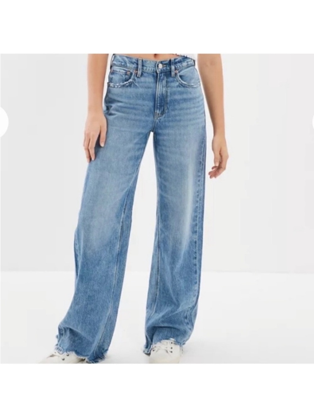 American Eagle Outfitters High-Rise Wide Leg Light Blue Jeans